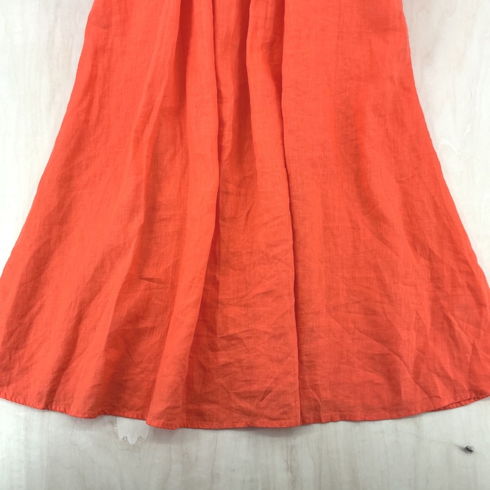 Womens J.Crew Summer Gauzy Linen Maxi Dress XL Orange Smocked Waist Boho - Picture 9 of 13